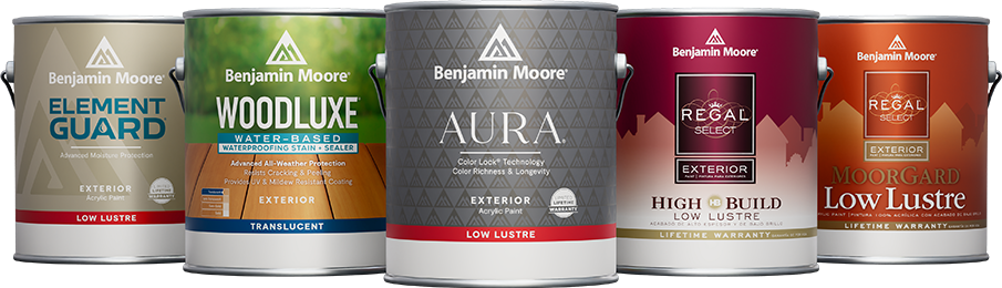 Gallons of Aura® Exterior, Regal® Select Exterior High Build, Regal® Select Exterior Moorgard®, Element Guard®, and Woodluxe®.