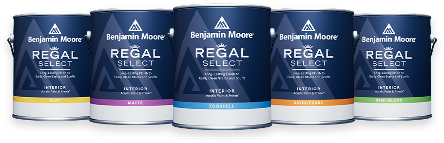 Five gallons of Benjamin Moore® Regal® Select Interior paint.