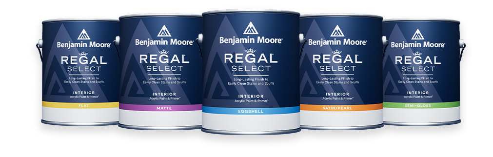 Five gallons of Benjamin Moore® Regal® Select Interior paint.